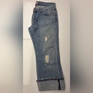 Kali Denim Light Blue Cropped Distressed Jeans